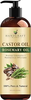Handcraft Blends Castor Oil with Rosemary Oil 8oz - 100% Pure Natural Carrier Oil for Hair Growth, Lashes, Brows & Skin