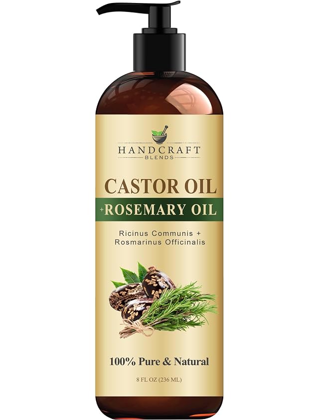 Handcraft Blends Castor Oil with Rosemary Oil 8 Fl Oz 100 Pure and Natural Premium Grade Carrier Oil