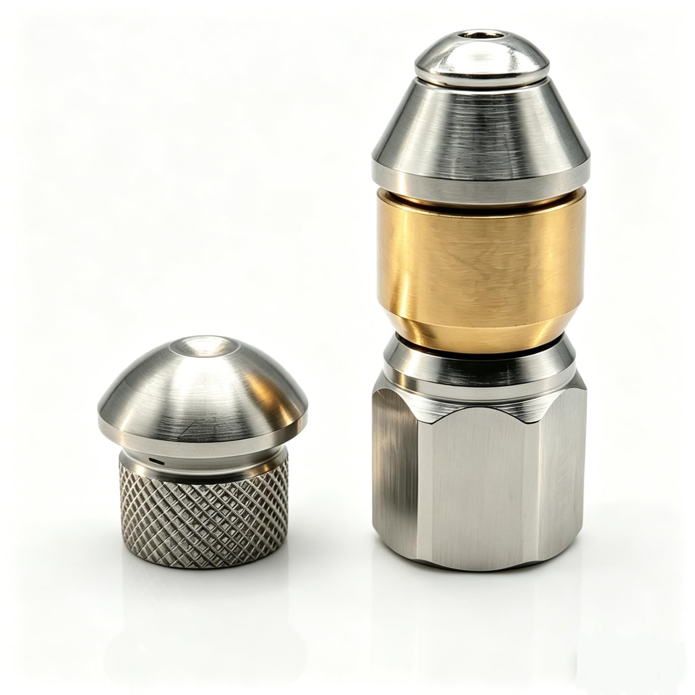 Lanza Karcher Boquilla de Agua de Alta Presion para Limpieza de Tuberias y Alcantarillado Rigida y Giratoria Acero Inoxidable y Laton Compatible con Conector G 1/8" IG