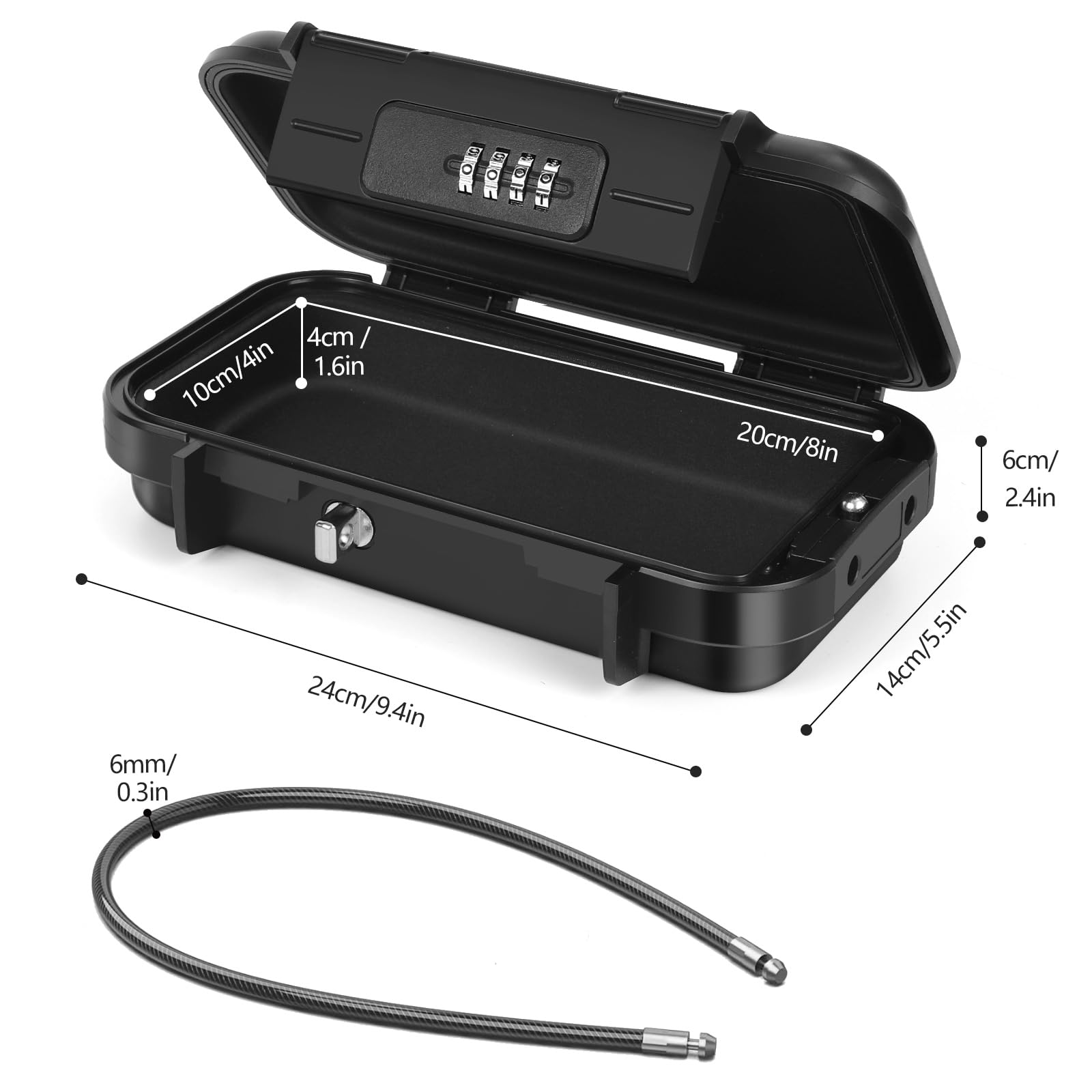 Portable Coffre-fort Étanche et Sécuritaire avec Câble Métallique Amovible, Boîte à Cadenas pour Clés de Voyage ou Bureau