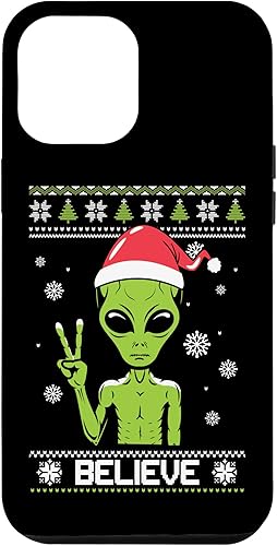 Funda divertida para iPhone 13 Pro Max Alien Feo Santa Christmas Believe