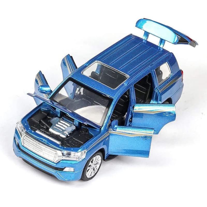 Image of PINQUE Kids New Car 1:32 Land Cruiser Diecast Alloy Metal Pull Back Car with Openable Doors Music Sound and Light Vehicle Toy Car for Boys (Multicolor)