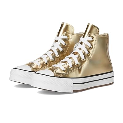 Converse Kids Chuck Taylor(r) All Star(r) Eva Lift Platform Metallic (Big Kid) Girls Shoes Metallic Light Gold/White