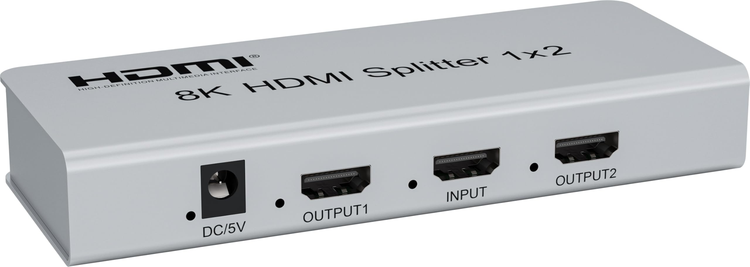PremiumCord Splitter HDMI 1-2, Video 8K 4320p 60Hz, 4K 2160p 120Hz, Full HD 1080p, HDMI 2.1, 40Gbps, HDR10, Dolby TrueHD, Cec, Piccolo Alloggiamento In Metallo, Argento