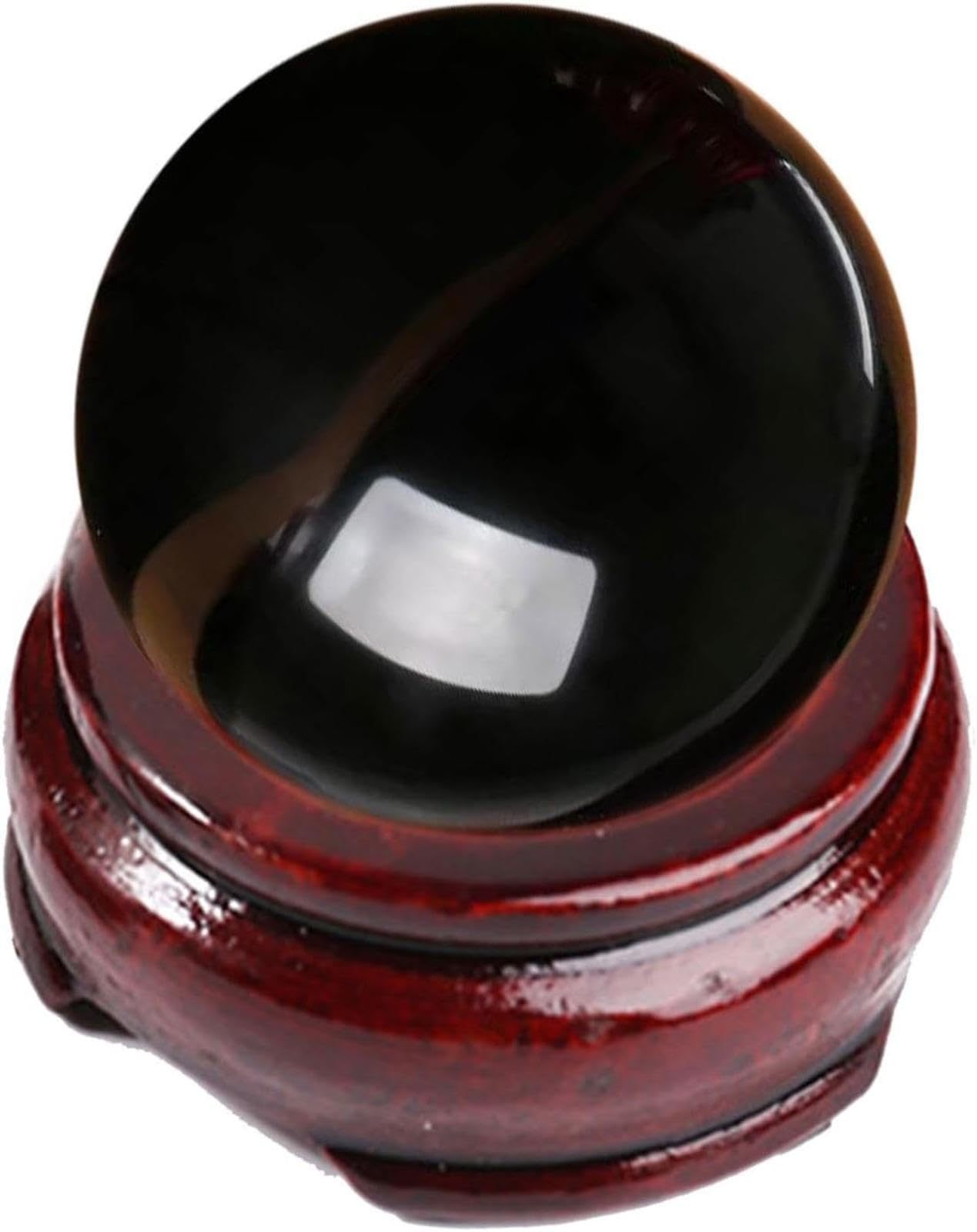 MDBJTCYZN Obsidian Crystal Ball with Wooden Stand Gemstone Sphere Figurine Black Decorative for Home Witchcraft,Dia 1.2"