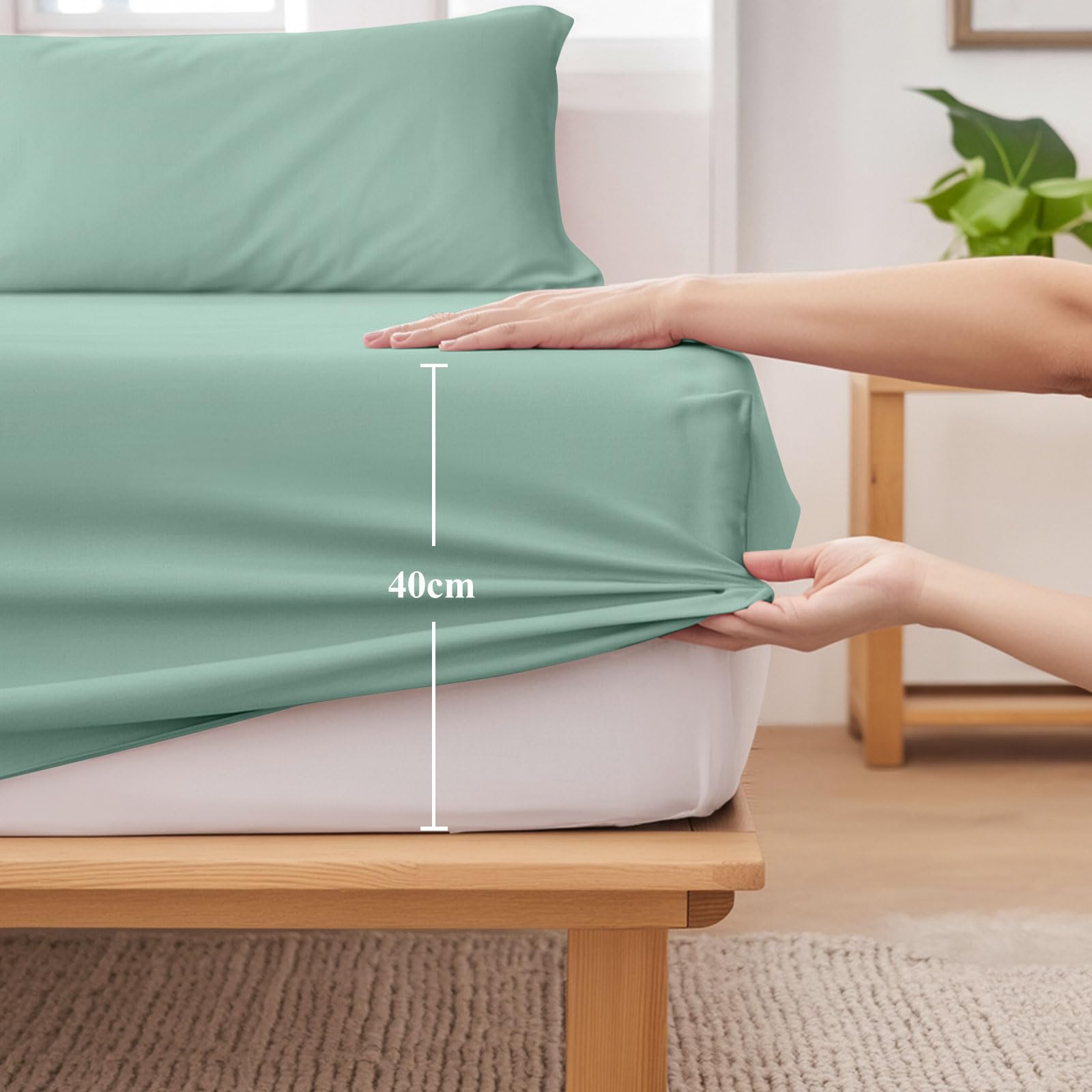 Aisbo King Duvet Set including Sheet, Sage Green 4 Pieces Microfiber Bedding Set for Kingsize Bed Includes Duvet Cover - Image 3