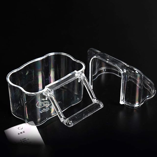 Foto 6 de 8 de niumanery Parrot Bird Transparent Plastic Food Cup Bowl Company Clean Water Silo Waterer