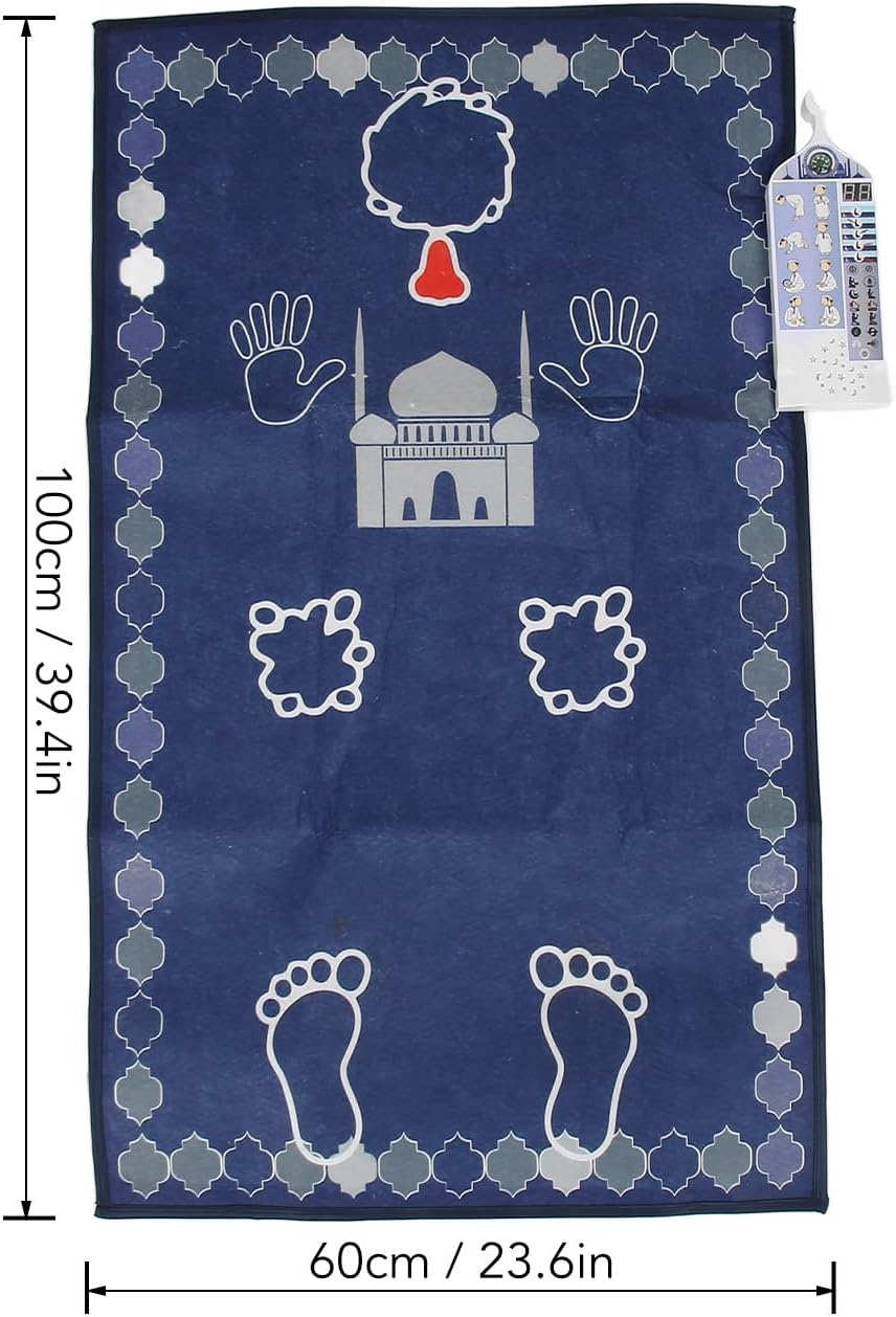 Muslim Prayer Rug Intelligent Electronic Prayer Carpet Mat with Worship Step Guide for Kids Toddlers 23.6x39.4in