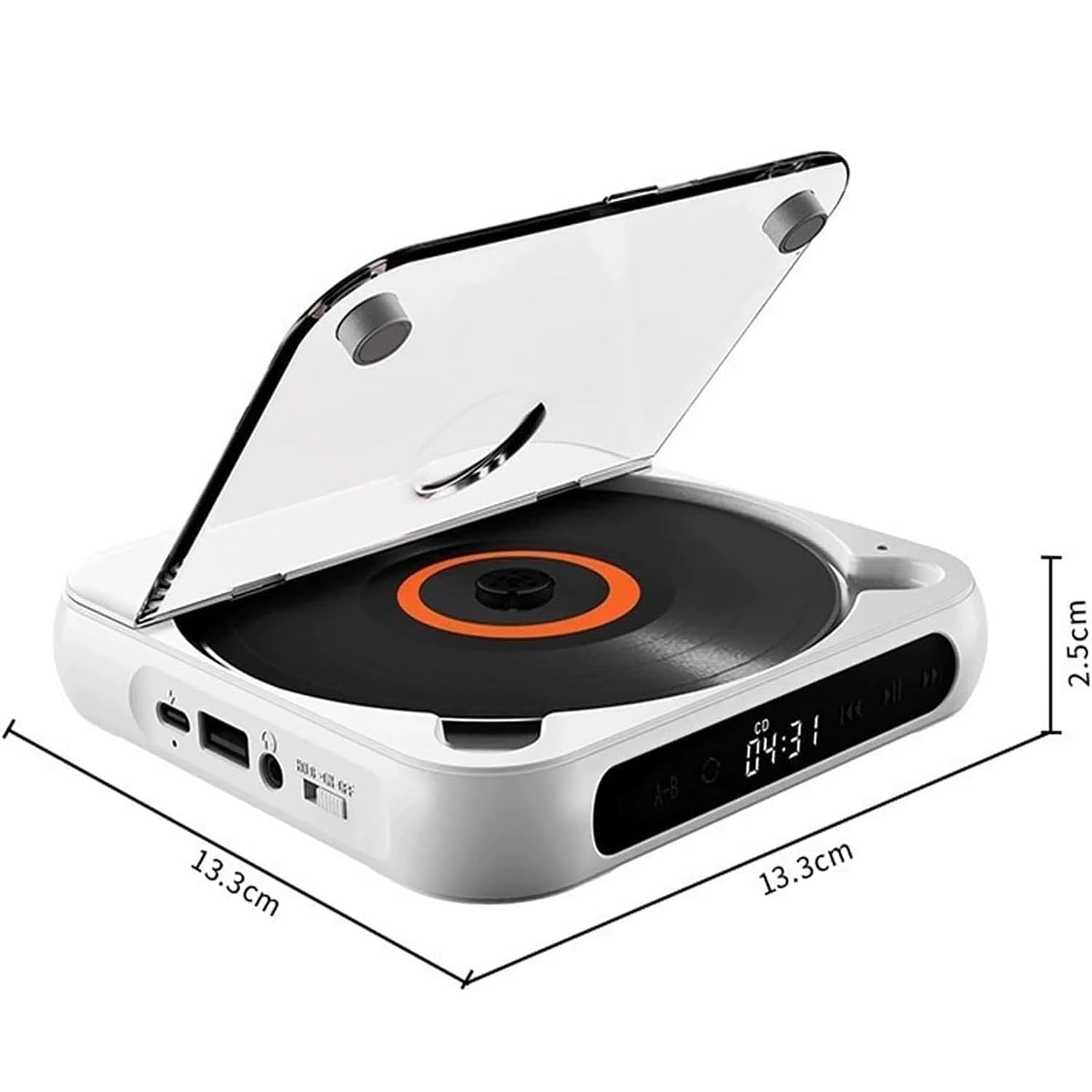 Lettore CD portatile con Bluetooth, suono Hi-Fi, lettore musicale compatto ricaricabile per viaggi e casa