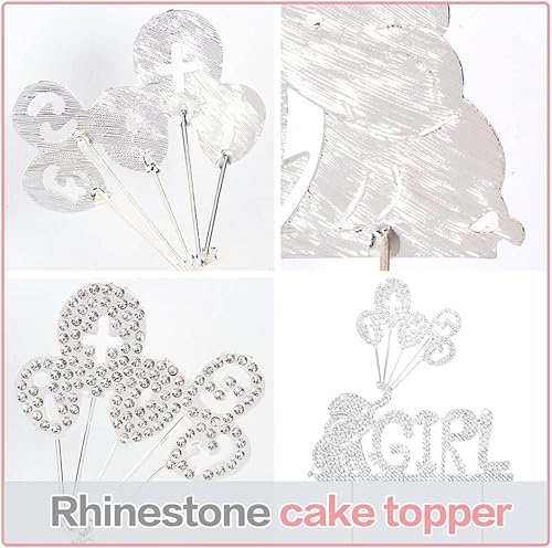 Miniatura 3 de LINGTEER It's a Girl Elephant Baby Girl - Decoración para pastel de diamantes de imitación - Saludos a la dulce niña, baby shower hija, primera