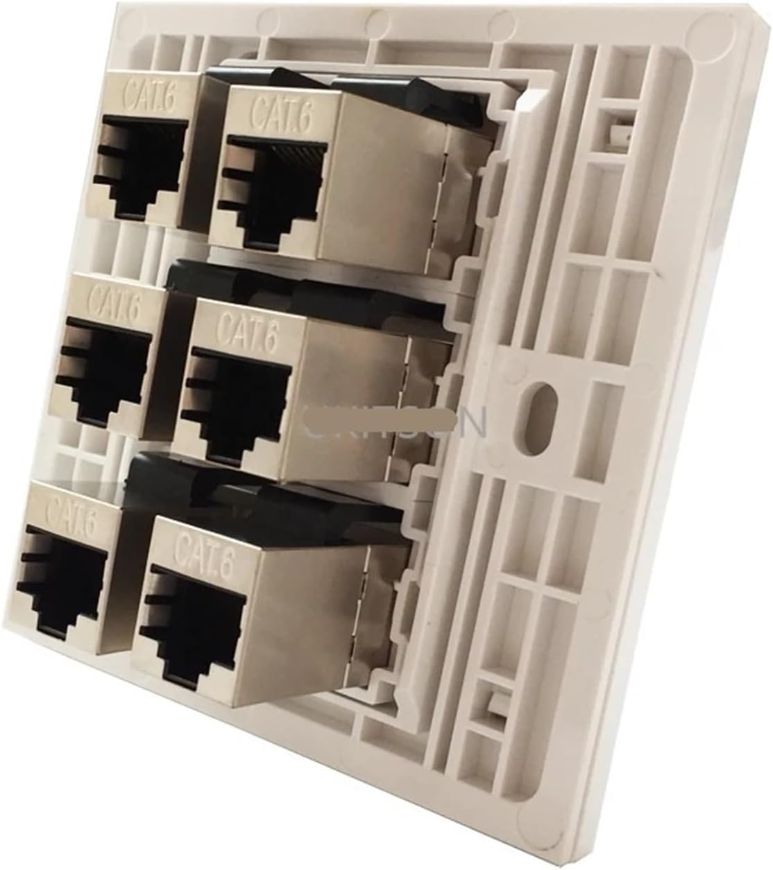 6-Port Shielded Housing CAT6 RJ45 LAN Female Connector Wall Plate F/F Shielded CAT.6 Jack Panel