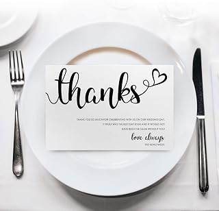 Wedding Thank You Place Setting Cards – Welcome Guest Table Centerpieces and Decorations | 4 x 6” | 80lb (216gsm) | 50 per Pack (Flat Cards)