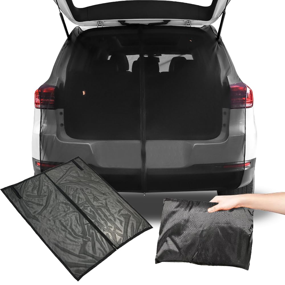 Filet De Camping Pour Hayon De Voiture - Maille Respirante Anti-moustiques - Fermeture éclair + Bord Magnétique - Taille L (~170x150 Cm) - Pour SUV, Monospace, Voyages