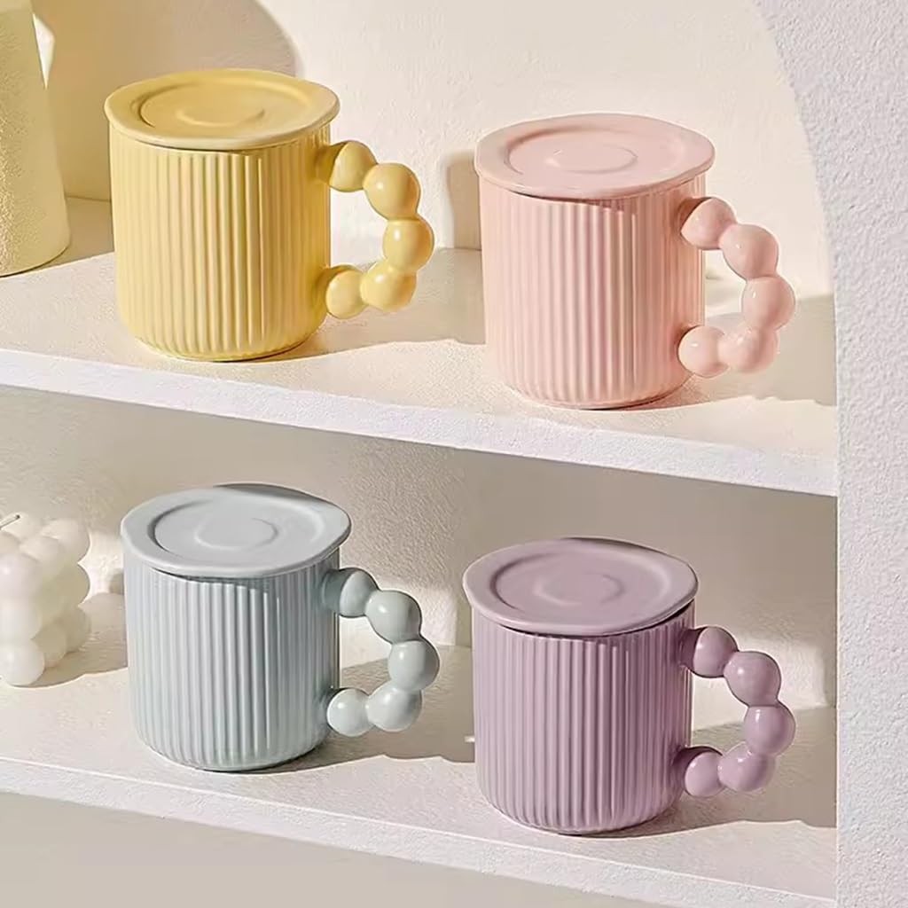 Kubki do kawy, filiżanki 12 uncji ceramiczny kubek, japoński śniadaniowy z uchwytem, ​​odpowiedni mleka Cappuccino Cocoa Latte i torebek herbatą (niebieski)(4pcs)