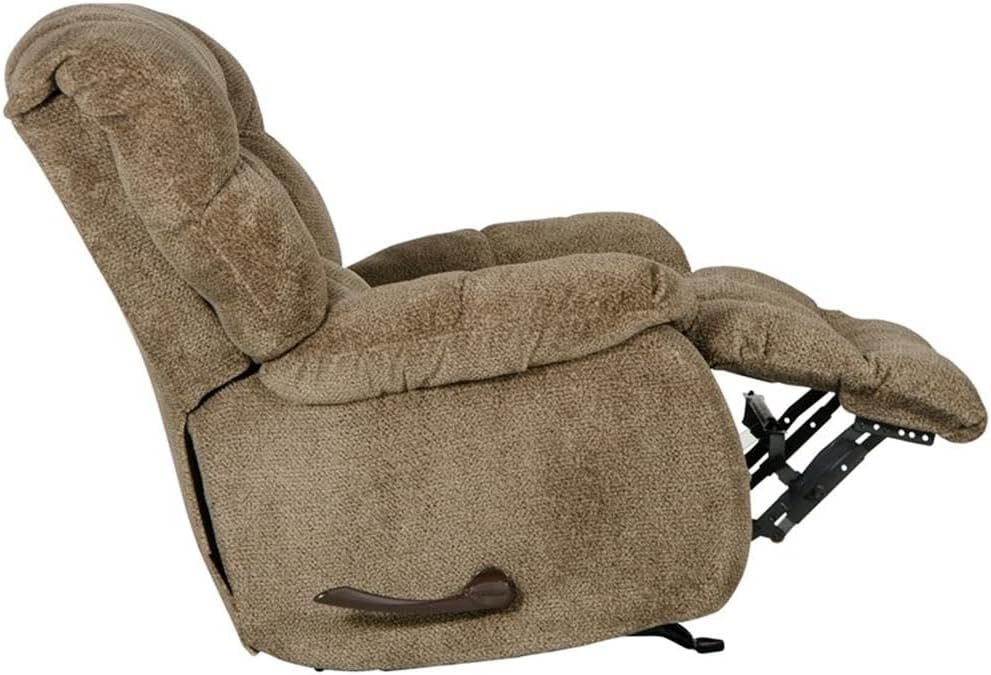 Catnapper Johnson Chaise Rocker Recliner in Chateau Brown Polyester Fabric