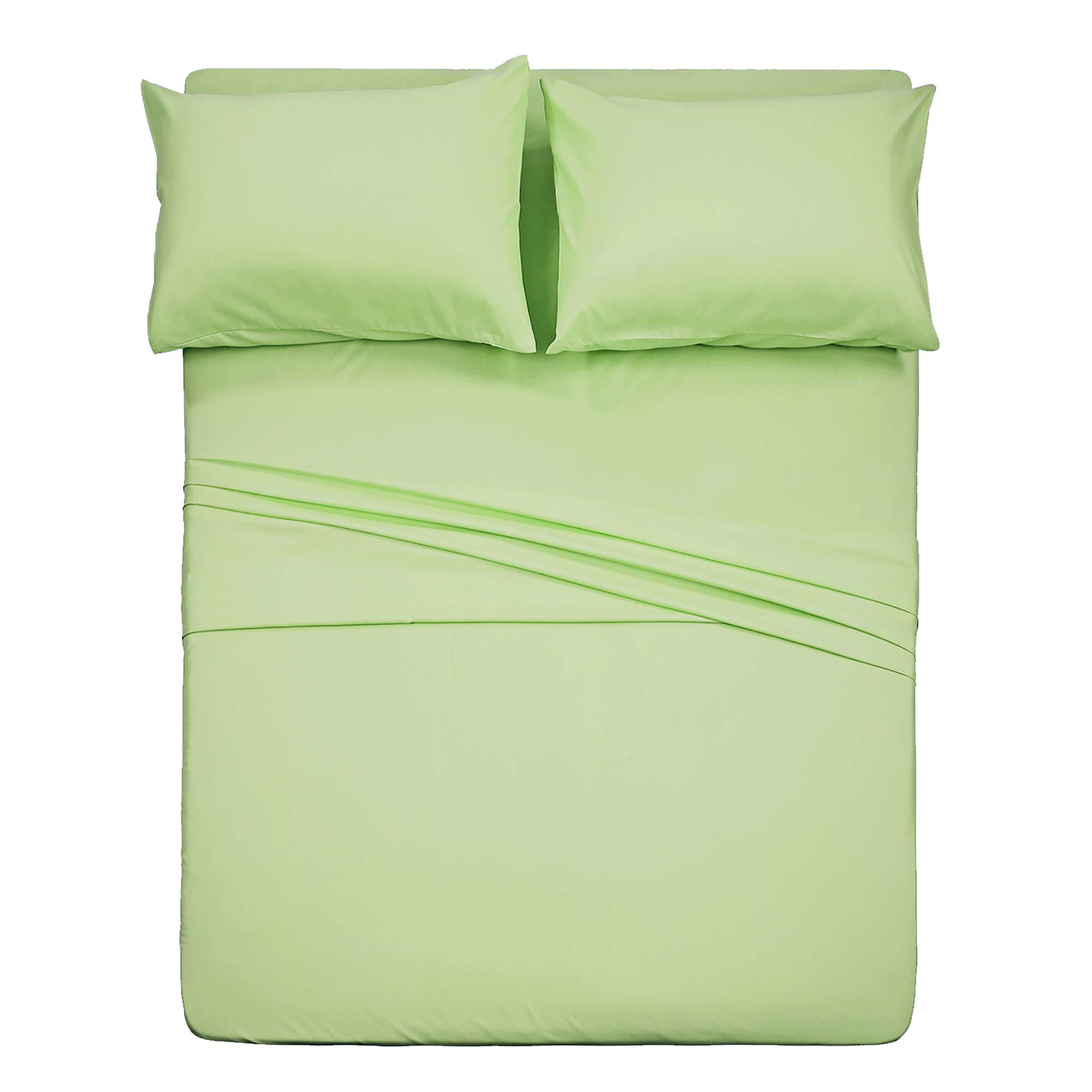 4 Piece Bed Sheet Set (Queen,Sage) 1 Flat Sheet,1 Fitted Sheet and 2 Pillow Cases,Brushed Microfiber Luxury Bedding with Deep Pockets