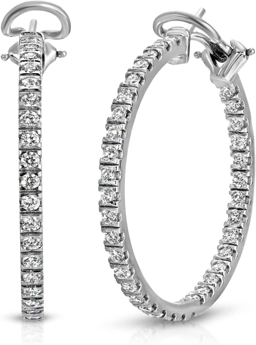 Diamond Hoop Earrings 18K White Gold 7.40 carats D E Color VVS/VS Clarity