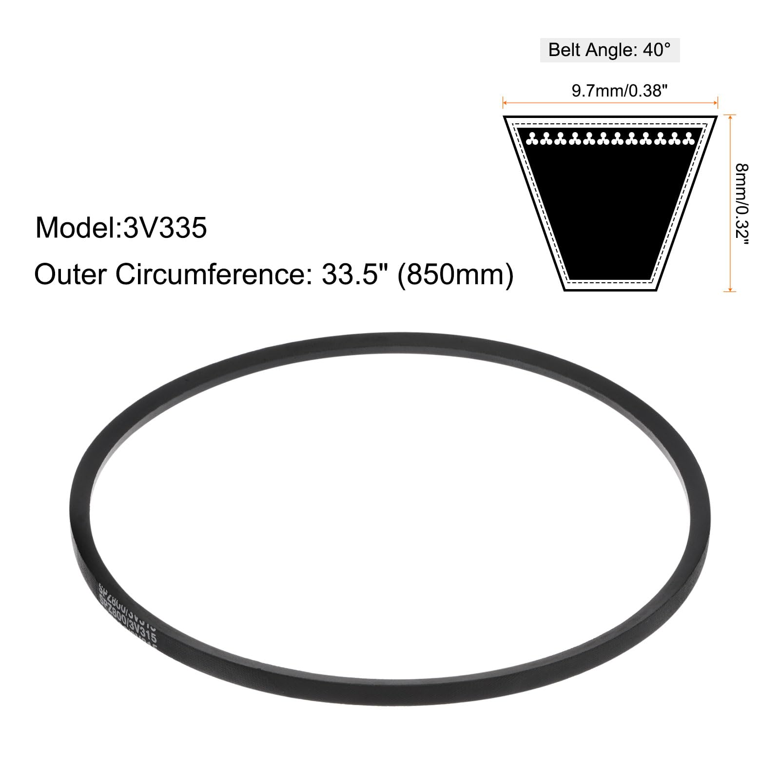 uxcell 3V335 Rubber V Belts 33.5