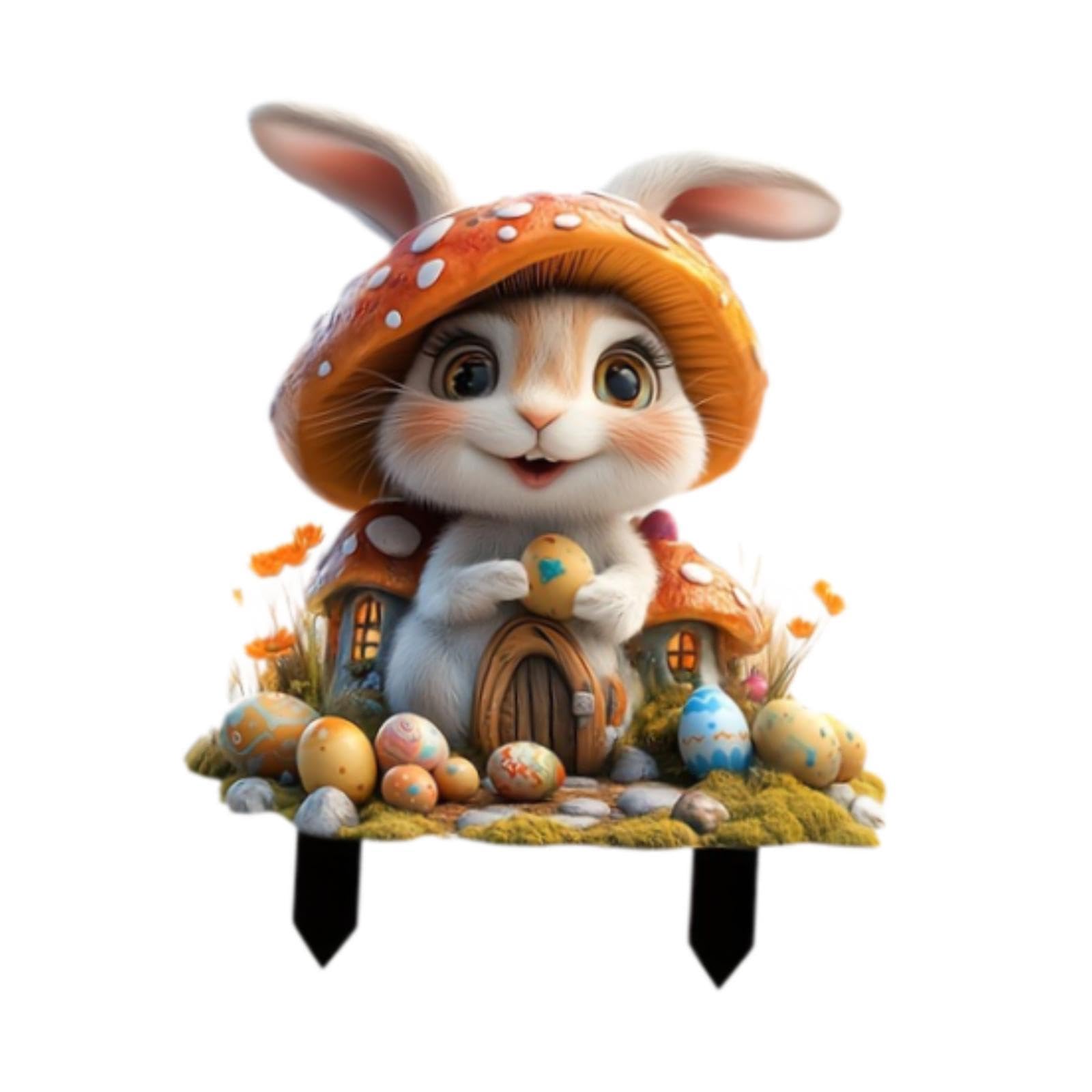 2D Flat Easter Bunnies Scene Garden Stake Acrylic Creative Outside Yard Sign | Anchor Pins, Staples & Stakes | Landscaping & Garden Materials | Gardening Supplies | Yard, Garden &-image-33