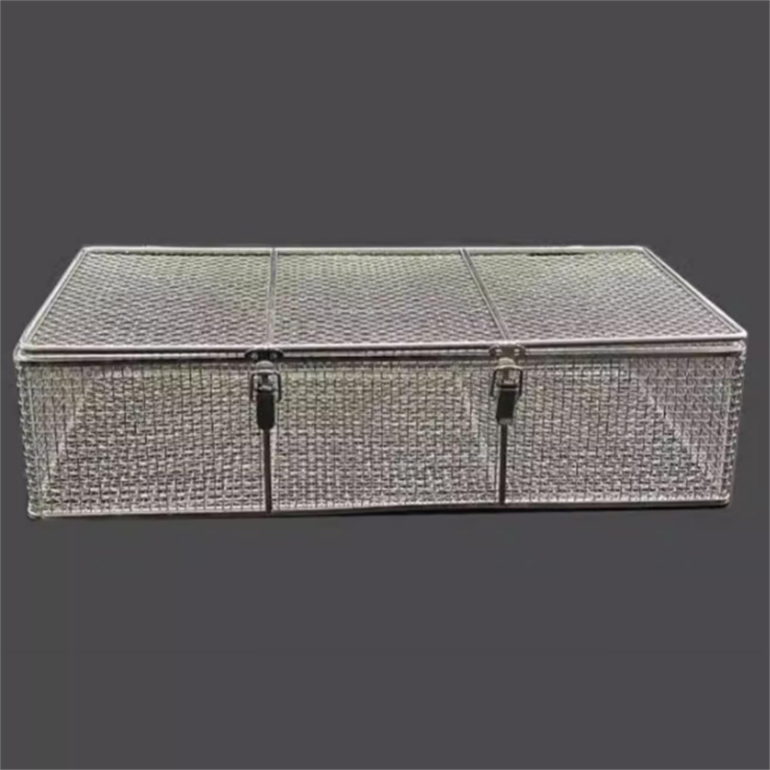 Medical 304 Desinfektionskorb aus Edelstahl, Wiederverwendbare Sterilisationskörbe mit Einziehbarem Griff und Deckel, für Chirurgische Medizinische Dentalinstrumente, WWFKWEMK, 40 * 25 * 10cm