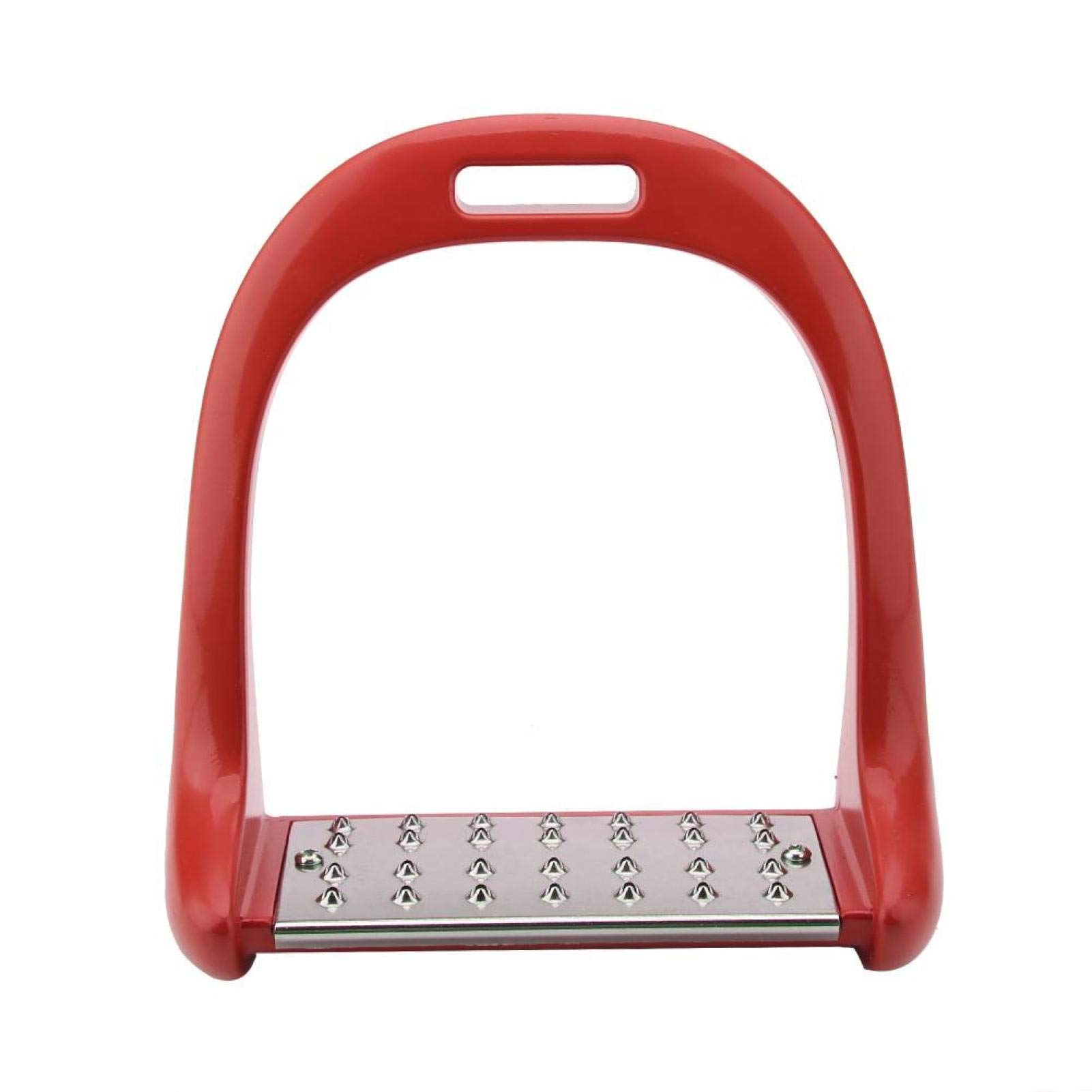 Estribo para Montar a Caballo, Almohadilla Antideslizante de Acero Inoxidable, sillín de Aluminio Ecuestre con Pintura (Rojo)
