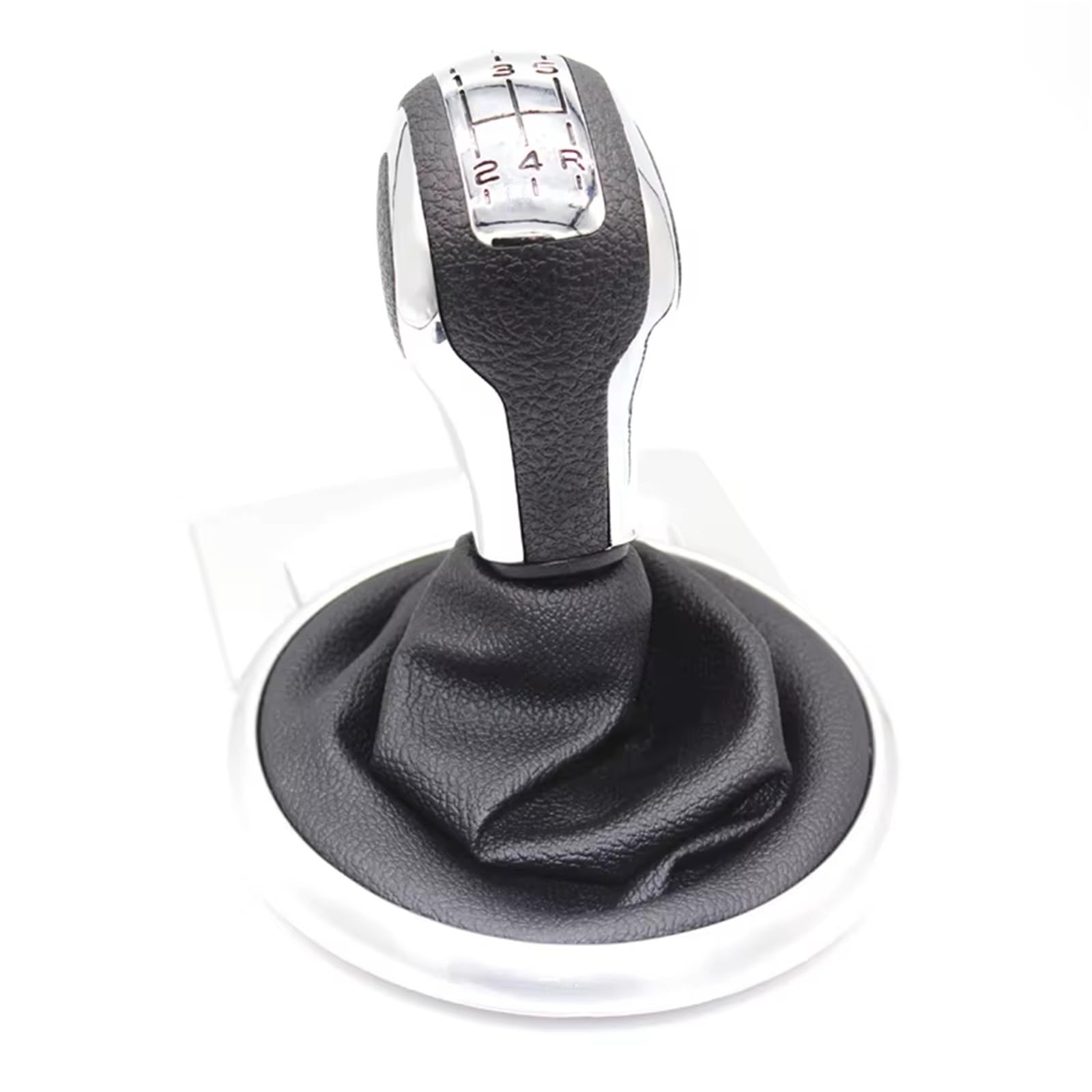 EFDDTBHE Compatible with Citroen for C4 MK1 2004 2005 2006 2007 2008 5 Speed Gear Shift Knob Gaiter Boot Cover Case Shifter Handle(Silver Black)