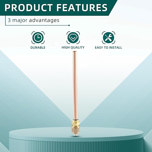 Miniatura 5 de AUTOKAY 10 tubos de tapa de extracción de núcleo de válvula HVAC AC Schrader de 1/4 pulgadas SAE x 1/4 pulgadas de diámetro exterior x vástago de