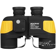 Hooway 7x50 Waterproof Fogproof Military Marine Binoculars w/Internal Rangefinder &amp; Compass for Navigation,Boating,Fishing,and More
