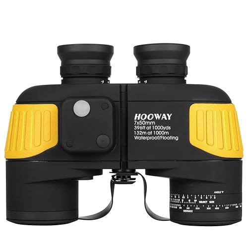 Hooway 7x50 Waterproof Fogproof Military Marine Binoculars w/Internal Rangefinder &