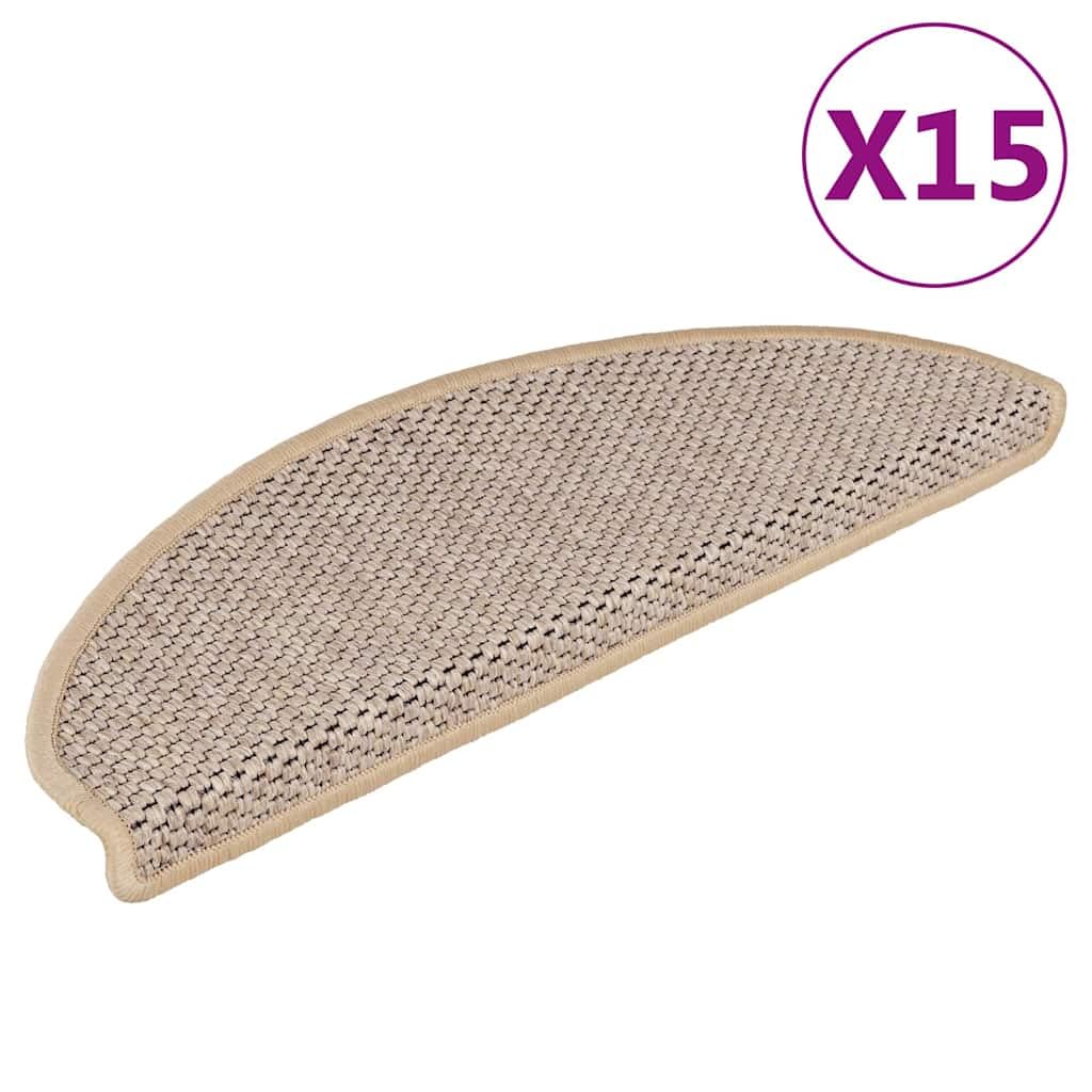 Tappetini per gradini autoadesivi, 15 pezzi, effetto sisal, 65 x 21 x 4 cm