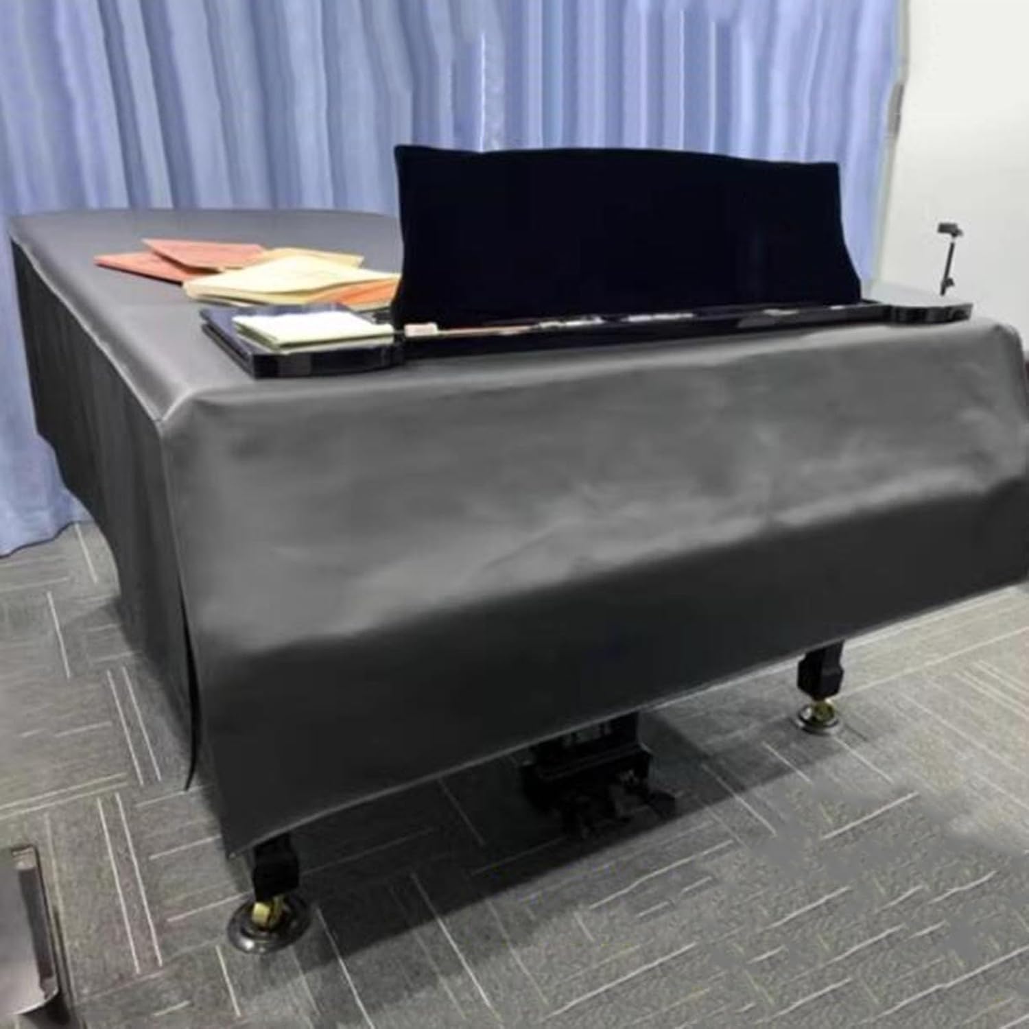 Copertura per pianoforte a coda in pelle, impermeabile e antipolvere, protezione completa per pianoforti da chiesa, include copertura per sgabello, adatta per pianoforti a coda da 200 cm