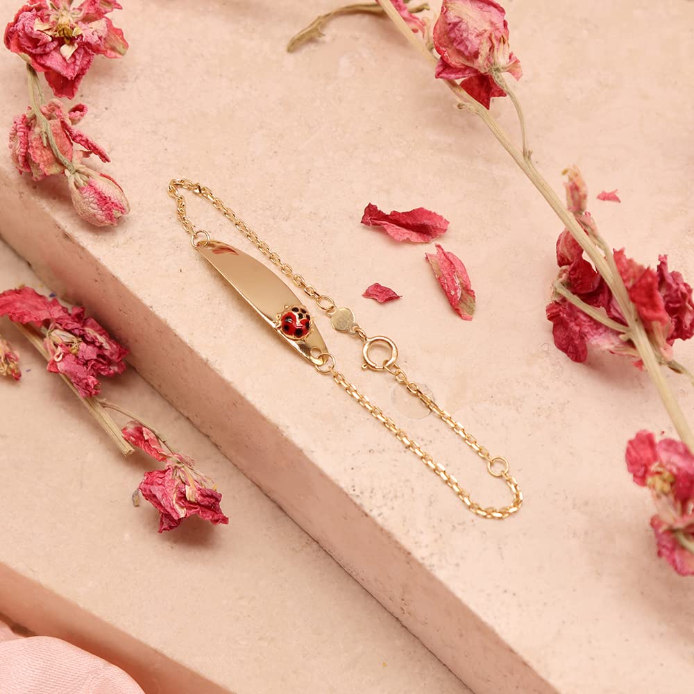 Carissima Pulsera esclava Infantil en Oro Amarillo de 9 Quilates con Mariquita