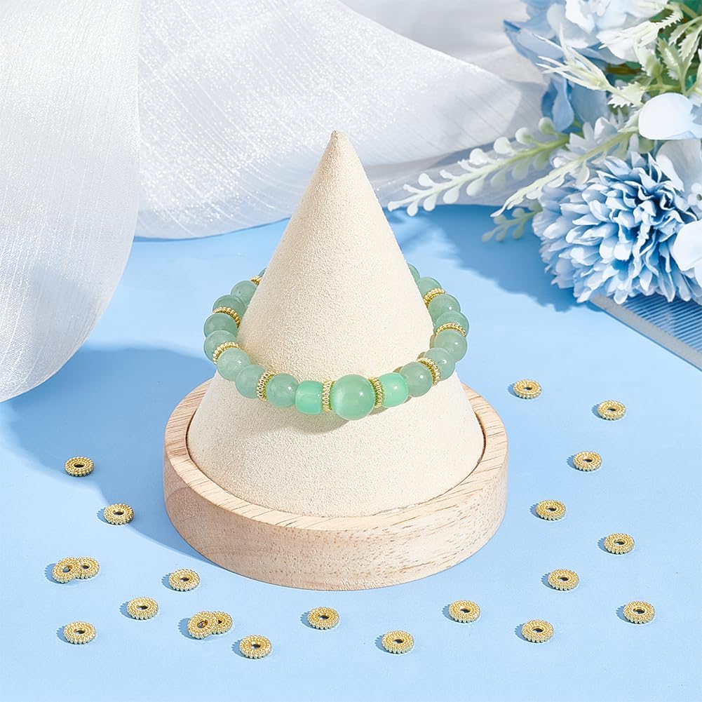 BENECREAT 100Pcs Real 18K Gold Plated Spacer Beads, 7.5x2mm Flower Metal Spacer Beads Heishi and Rondelle Bead for Jewelry Making Findings and Craft Work, Hole: 2mm - Image 5