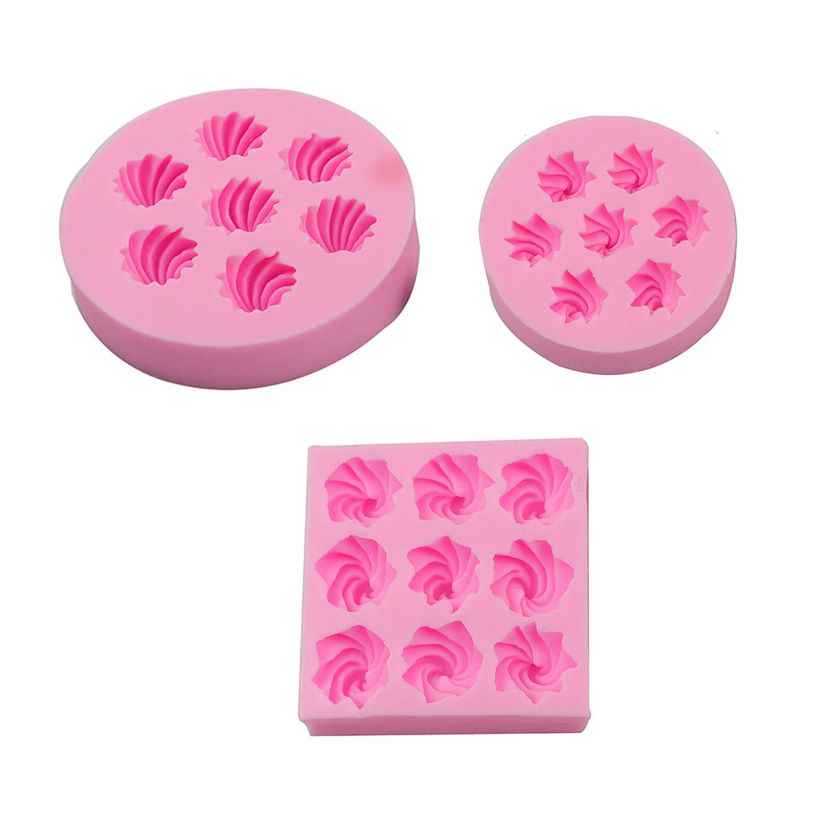 Xjdzineq 3Pieces Cream Silicone Molds Fondant Cake Baking for Mousse Cupcakes Toppers Decorating Pastry Tool Cream Silicone Mold for Epoxy Resin
