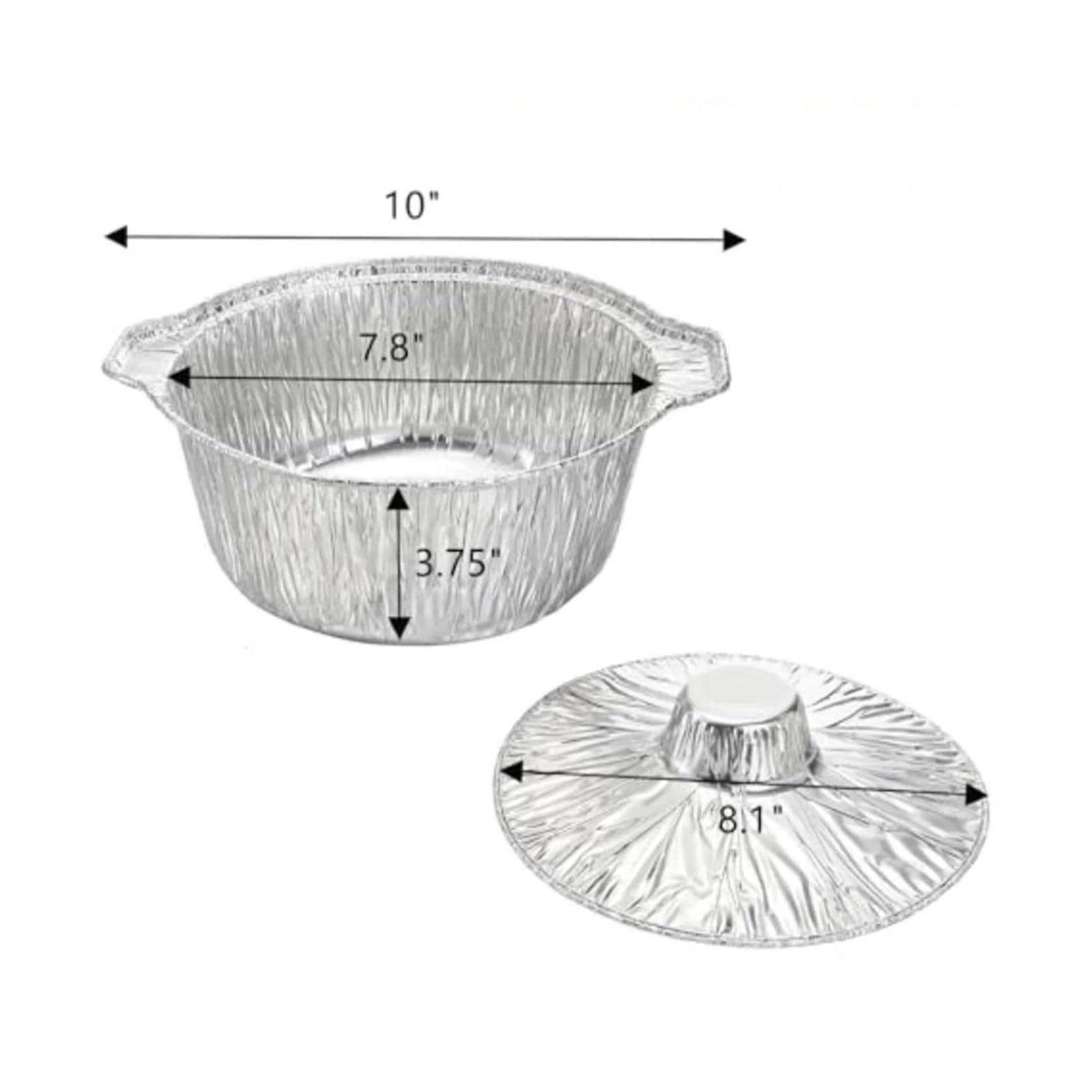 Pentola monouso in foglio di alluminio da 10 pezzi con coperchio Per Cucina | Argento, resistente al calore e a prova di perdite for campeggio, vacanze, picnic