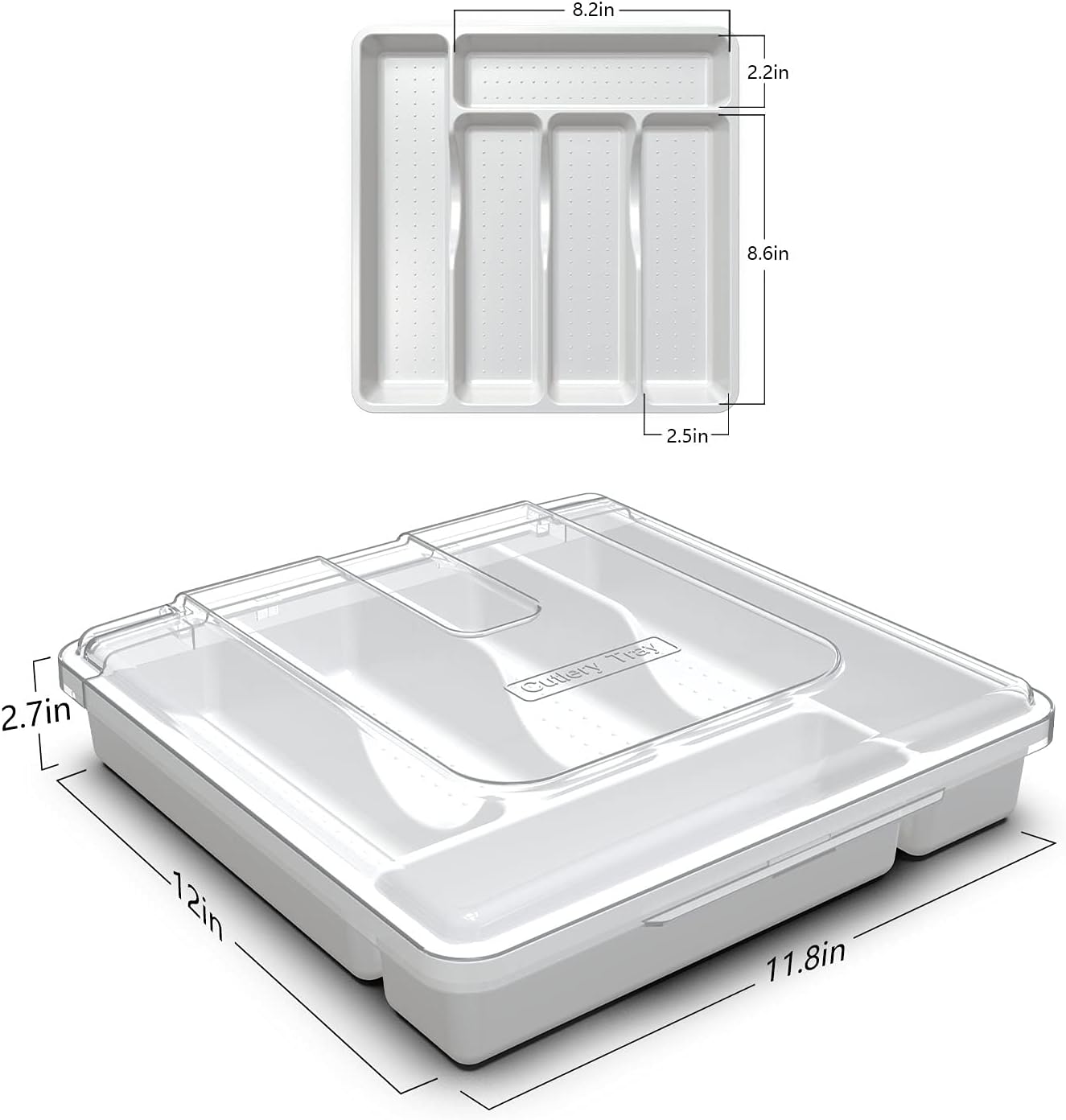 Sierware Organizer with Cover, Portable Cutlery Holder Flatware Tray