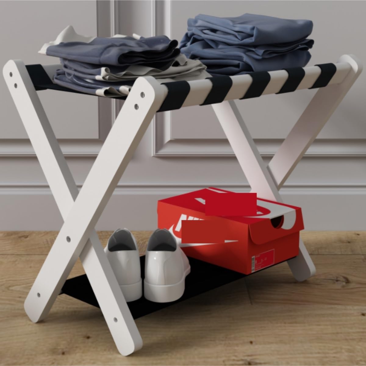 Soporte para equipaje – Estante de almacenamiento plegable para habitación de hotel y viajes – Soporte ligero y compacto para maleta para una fácil organización