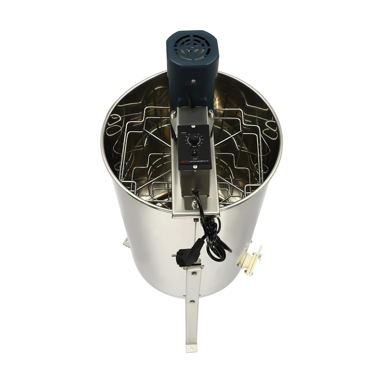 Centrifuga elettrica per miele, 220 V, 140 W, in acciaio inox, 8 telai estrattore di miele con coperchio, alveare, centrifuga per miele e miele, 38 × 60 cm
