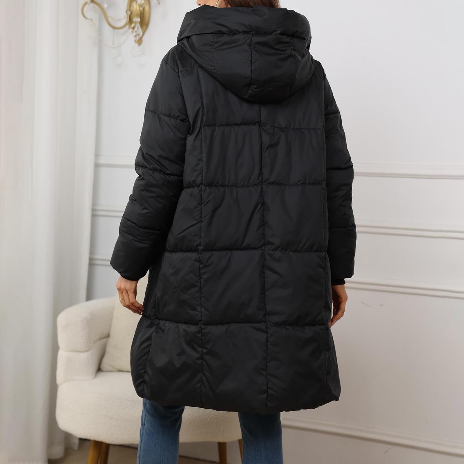 Generisch Winterjacke Damen Warm Lang Steppmantel Winter Mantel Steppjacke Parka Verdickene Funktionsjacke Mit Kapuze Outdoorjacke Wintermantel Übergangsjacke Elegante Für Damen