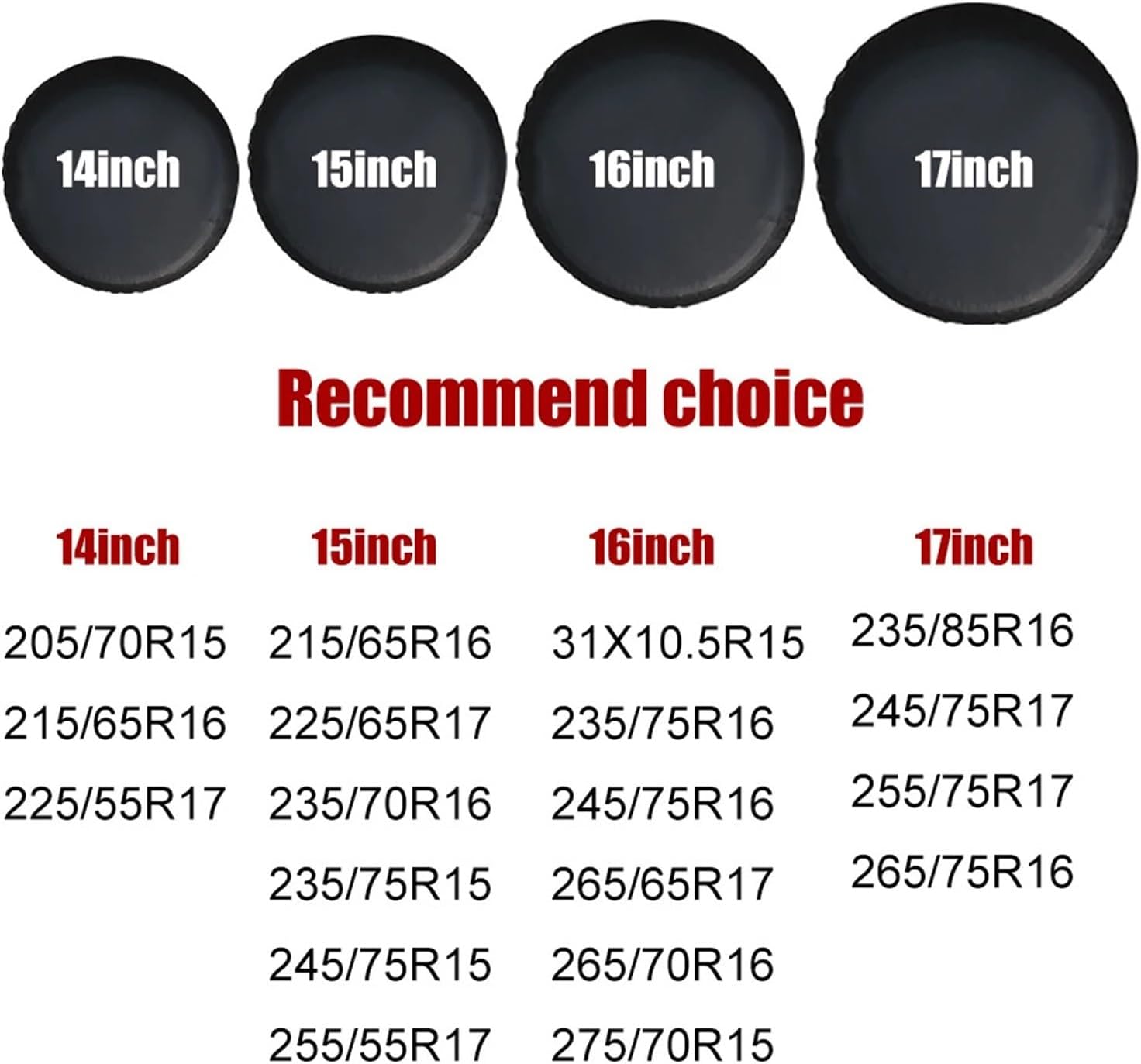 Universal PVC Thickening Spare Tire Cover Leather Spare Wheel Cover for Car Truck SUV Camper Trailer Accessories 14/15/16/17inch for Trailer RV SUV All Vehicle(17inch)