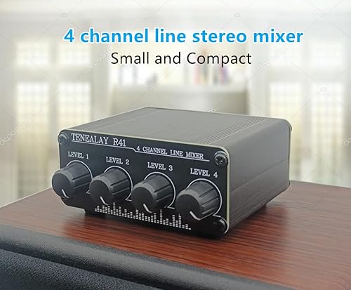 Miniatura 2 de Mezclador de audio RCA de 4 canales de control de niveles de línea estéreo mini mezclador pasivo R41