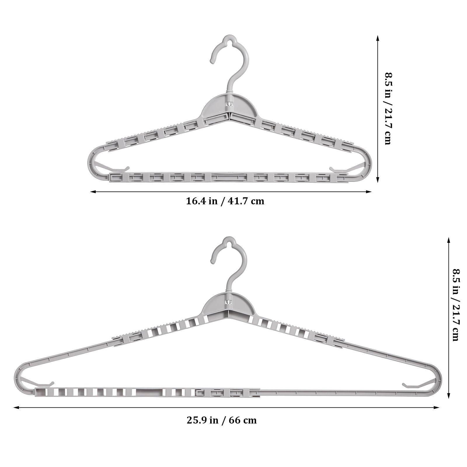 Set di 8 Grucce Pieghevoli Regolabili in Pp Struttura Robusta, Design Elegante e Semplice, per Abiti, Cappotti e Asciugatura in Casa