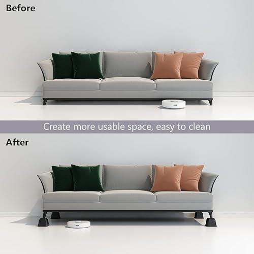 Miniatura 4 de Napnapday Elevadores de cama de 5 pulgadas resistentes paquete de 4 elevadores de muebles de cama, 1500 libras elevadores para sofá y mesa, color