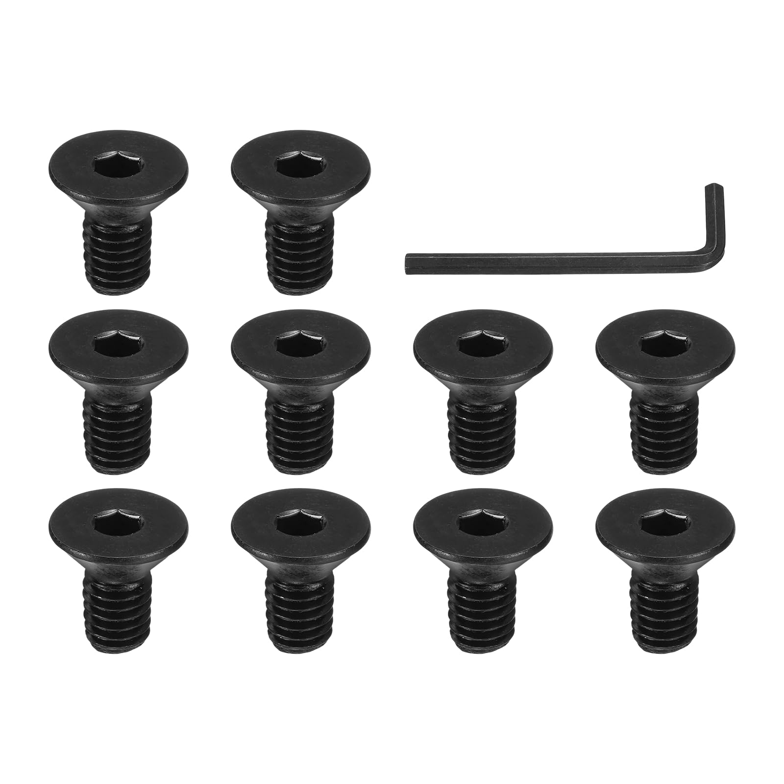 PATIKIL 3/8-16 x 3/4 Inch Flat Head Socket Cap Screws, 10 Pcs Flat Countersunk Bolts Hex Socket Drive Machine Screws UNC Coarse Full Thread Black Oxide Grade 10.9 with Hex Spanner