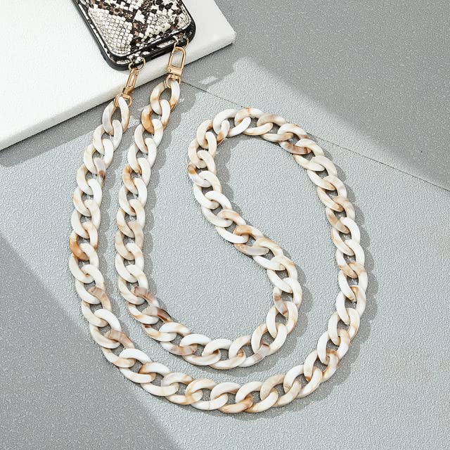 QIUMING Cadena de teléfono móvil Colgante Inclinado de 110cm de Largo, joyería de Moda, Correa de acrílico para teléfono, cordón antipérdida para Funda de teléfono móvil