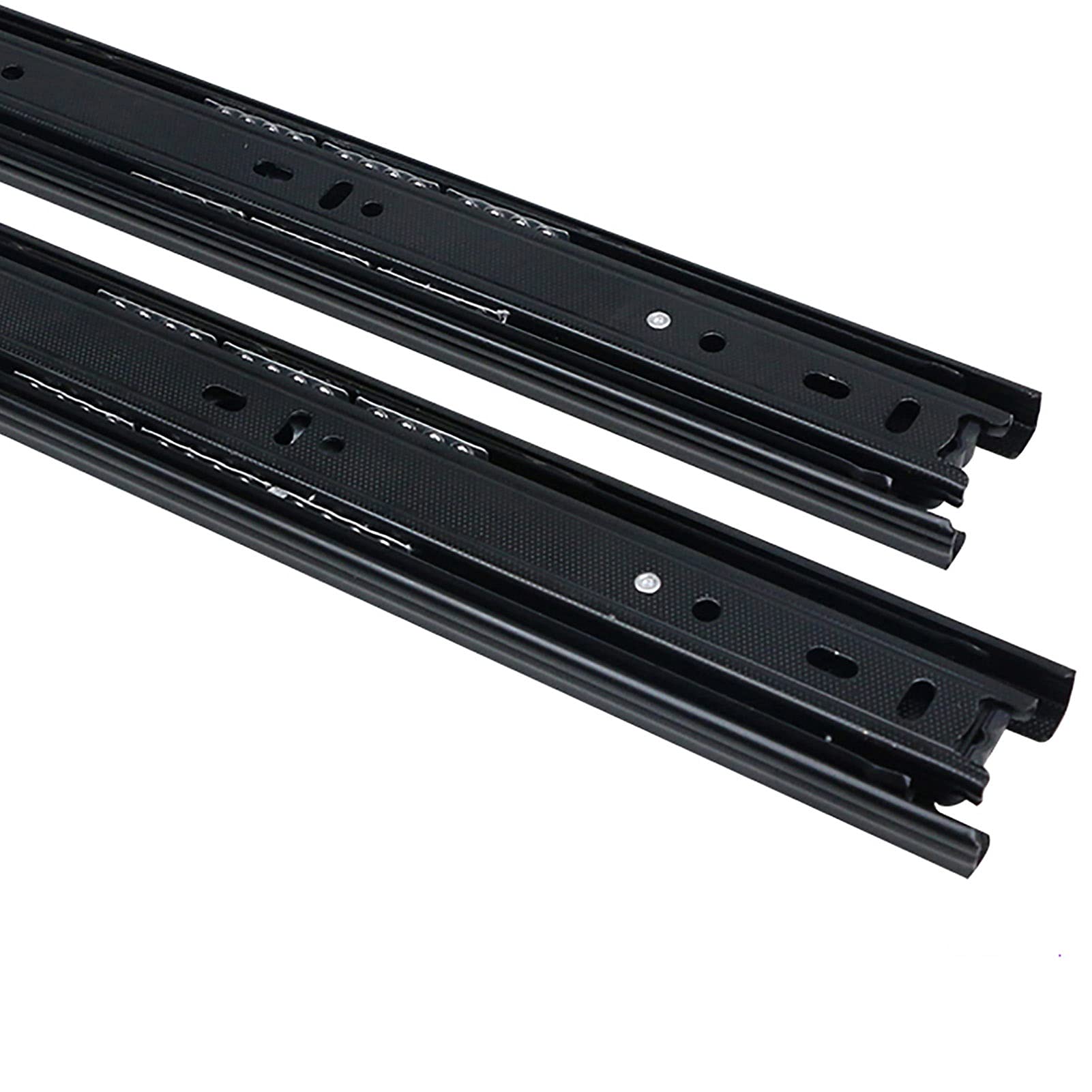 Schubladenschienen Vollauszug führungen, Vollauszug 3-Fach kugelgelagerte Hardware Schubladenauszüge, Schwarz Kugellager Seitenmontage Schwerlast 45 kg Tragkraft