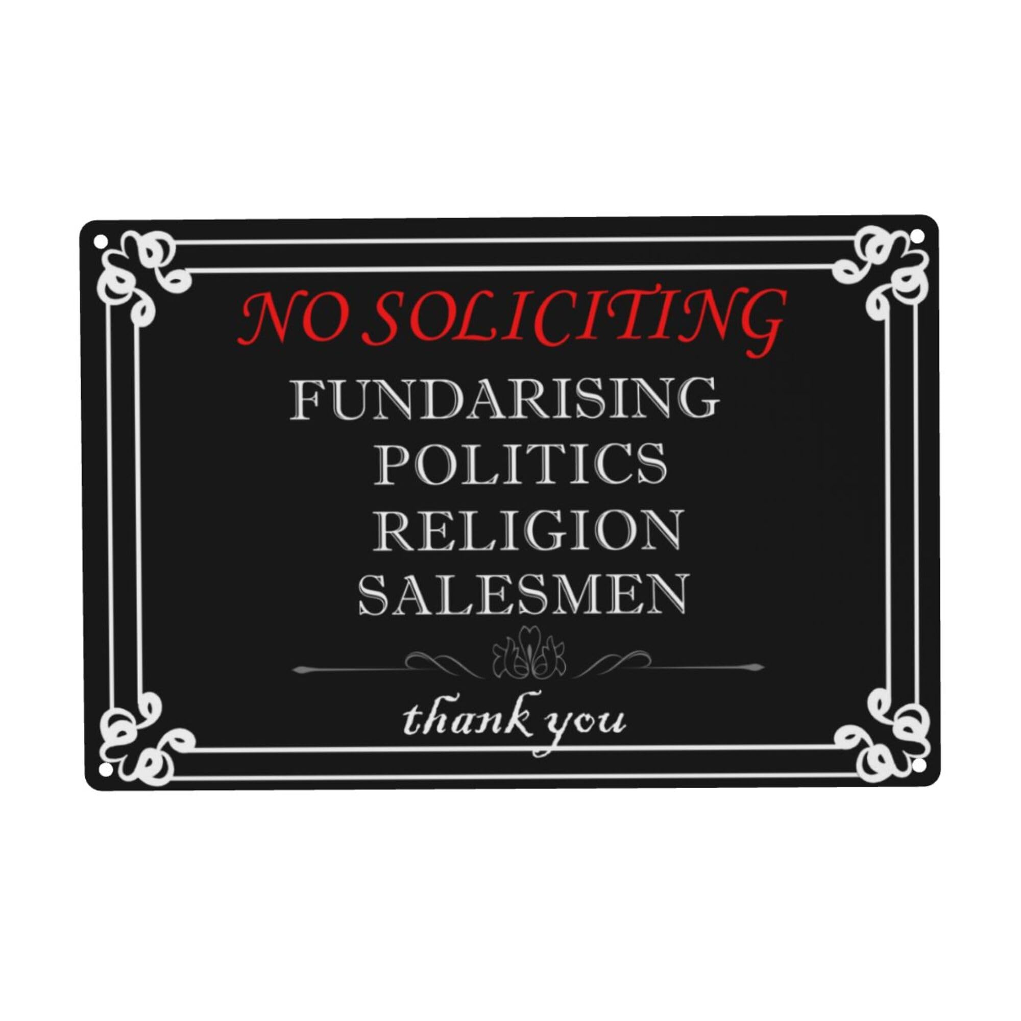 SMAZDFXX No Soliciting Sign Aluminum Signs For House, Home, Yard, Bedroom, Front Door 5.5"x8"