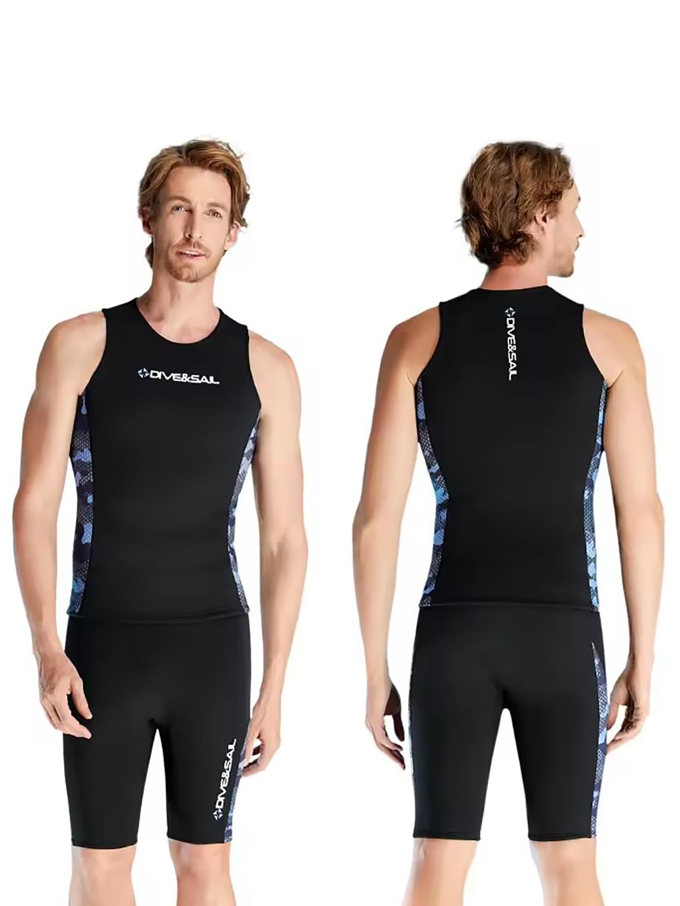 WYYHAA 2MM Neoprene Sleeveless Wetsuit for Men, Women, Split Body Diving Vest and Shorts for Surfing Swimming Drifting Canoeing Water Sports,Men,XXL
