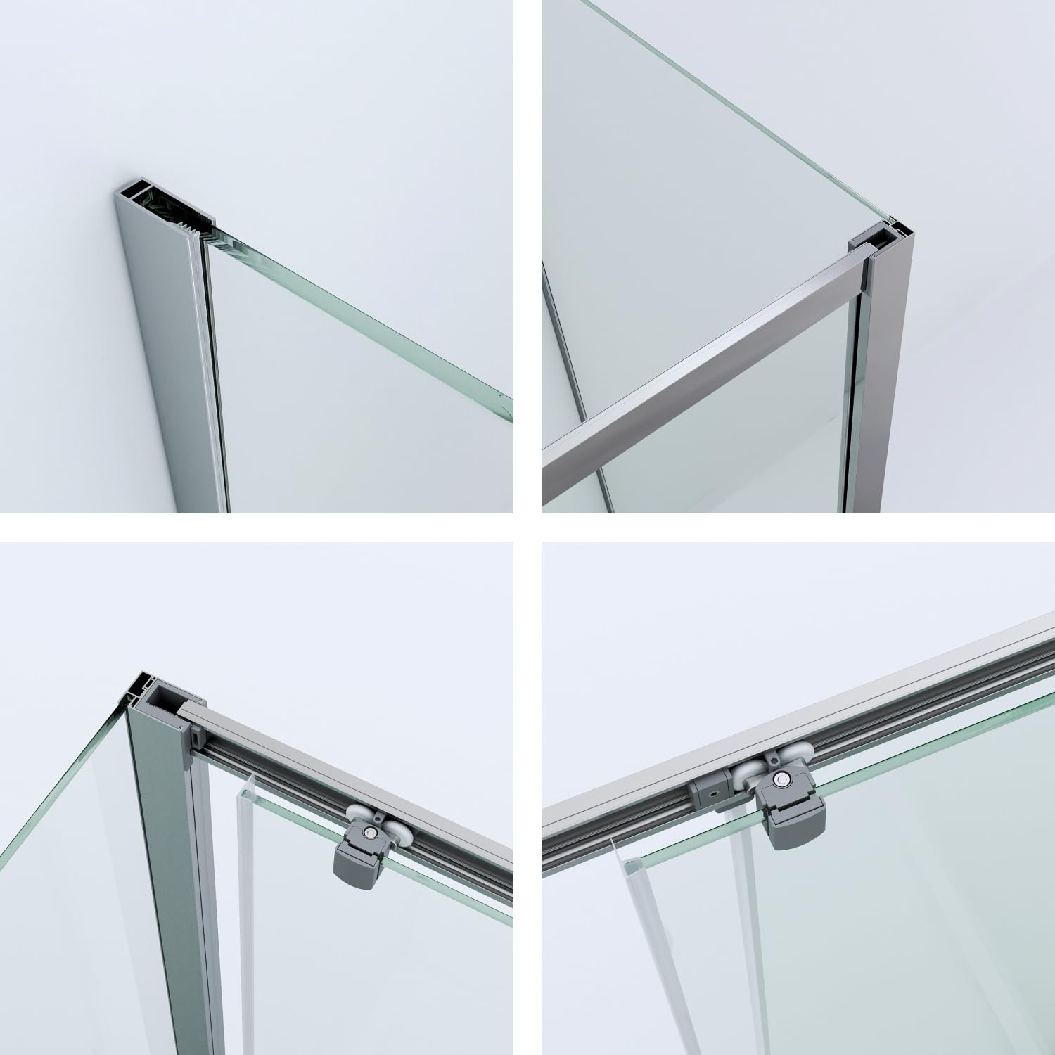 Duschkabine Eckeinstieg U Form Dusche 100 x 90 x 185 cm Duschabtrennung 3 Seiten U Kabine Eckdusche Schiebetür mit Seitenwand Freistehend Sicherheitsglas ESG klar ohne Duschwanne Duschtasse