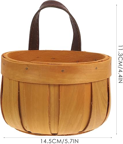 Miniatura 4 de Homoyoyo Cesta de frutas colgante cesta de mimbre tejida a mano cesta de almacenamiento de madera portátil colgante de pared cesta de flores